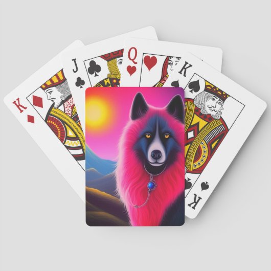 Roze en zwarte hond pokerkaarten (Achterkant)