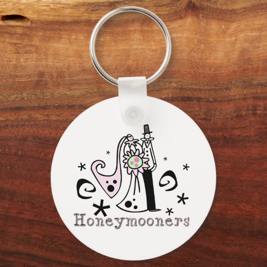 Roze en zwarte Honeymooner Sleutelhanger (Voorkant)