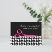 Roze en Zwarte Houndstooth Salon Benoeming Briefkaart (Staand voorkant)