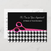 Roze en Zwarte Houndstooth Salon Benoeming Briefkaart (Voorkant / Achterkant)