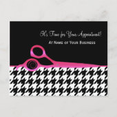 Roze en Zwarte Houndstooth Salon Benoeming Briefkaart (Voorkant)