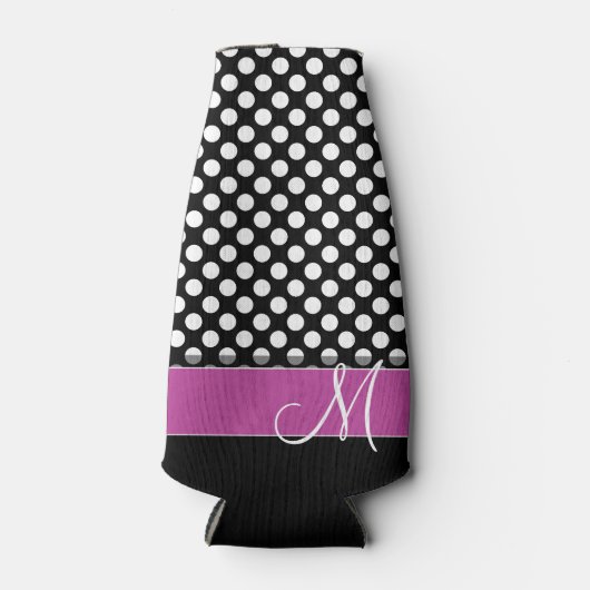 Roze en zwarte inktvlek met zwart opschrift flesjeskoeler (Voorkant)