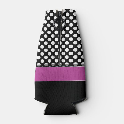 Roze en zwarte inktvlek met zwart opschrift flesjeskoeler (Achterkant)