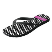Roze en zwarte inktvlek met zwart opschrift teenslippers (Schuin)