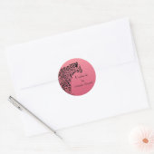 Roze en Zwarte Jaguar Handgemaakt door Ronde Sticker (Envelop)