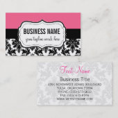 Roze en zwarte kaart met Damask Visitekaartje (Voorkant / Achterkant)