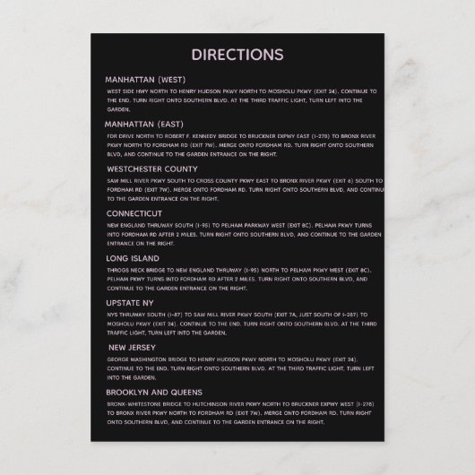 Roze en zwarte kaart voor aangepaste bruiloft (Achterkant)