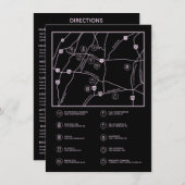 Roze en zwarte kaart voor aangepaste bruiloft (Voorkant / Achterkant)