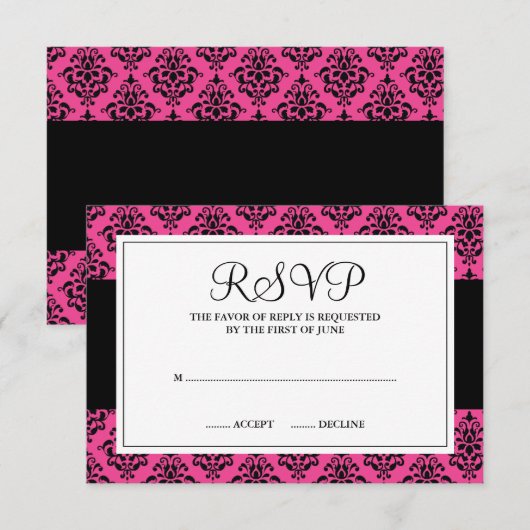 Roze en zwarte kaart voor het antwoord op vragen (Voorkant / Achterkant)