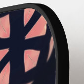 Roze en zwarte kaleidoscoop patroon pickleball paddle (Links Detail)