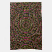 Roze en zwarte Kaleidoscoop Theedoek (Verticaal)