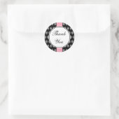 Roze en Zwarte Kant Bedankt Stickers (Tas)