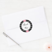 Roze en Zwarte Kant Bedankt Stickers (Envelop)