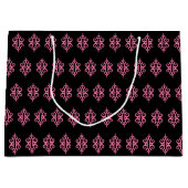 Roze en Zwarte Kant Geschenkzak Large Cadeautasje (Voorkant)