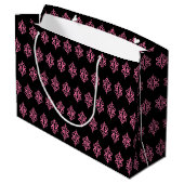 Roze en Zwarte Kant Geschenkzak Large Cadeautasje (Achterkant Gekanteld)