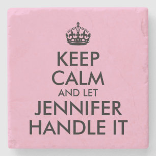 Roze en Zwarte Keep Calm Grappige Parodie Stenen Onderzetter