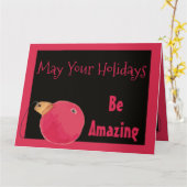 Roze en zwarte kerst Wenskaart Kaart (Gele Bloem)