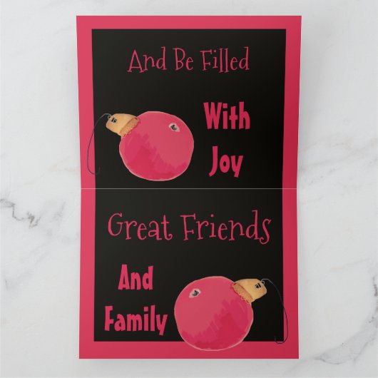 Roze en zwarte kerst Wenskaart Kaart (Binnen)