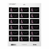 Roze en zwarte kerstboom etiket (Full Sheet)