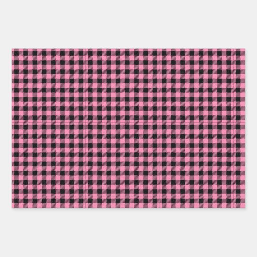 Roze en zwarte kerstboom inpakpapier vel (Voorkant 3)