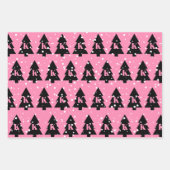 Roze en zwarte kerstboom inpakpapier vel (Voorkant)