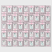 Roze en zwarte kerstcadeaubonen cadeaupapier (Vlak)