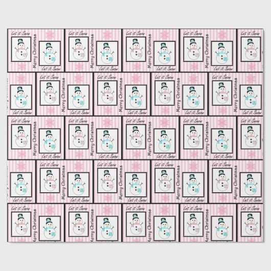 Roze en zwarte kerstcadeaubonen cadeaupapier (Vlak)