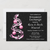 Roze en zwarte kerstsierruil kaart (Voorkant)