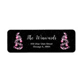 Roze en zwarte kerstversiering etiket (Voorkant)