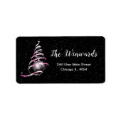 Roze en zwarte kerstversiering etiket (Voorkant)