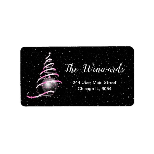 Roze en zwarte kerstversiering etiket (Voorkant)