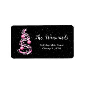 Roze en zwarte kerstversiering etiket (Voorkant)