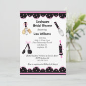 Roze en zwarte keuken Bridal Shower Invitation Kaart (Staand voorkant)