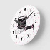 Roze en zwarte keukenklok ronde klok (Hoek)