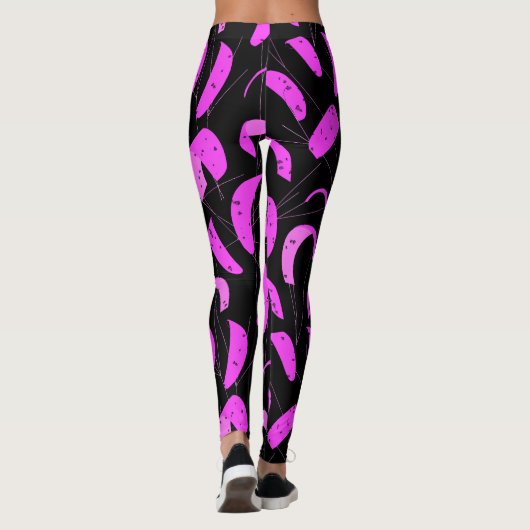 Roze en Zwarte Kiteboarding Sails Patroon Kites Leggings (Achterkant)