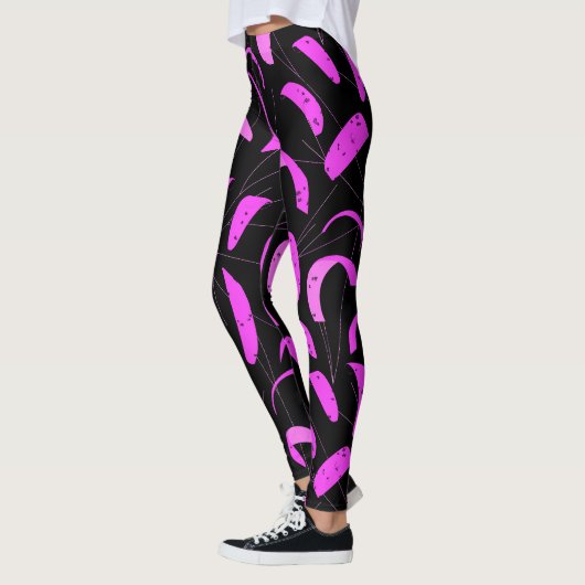 Roze en Zwarte Kiteboarding Sails Patroon Kites Leggings (Links)