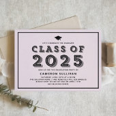Roze en Zwarte Klasse van 2025 Pet Retro Afstudere Kaart