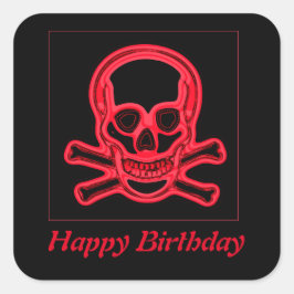 Roze en zwarte kleuren, digitale kunst vierkante sticker