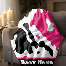 Roze en zwarte Koe afdrukken