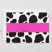 Roze en zwarte koe Afdrukmeisjes Eerste verjaardag Kaart (Achterkant)