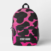 Roze en Zwarte Koe Monogram Bedrukte Rugzak (Voorkant)