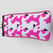 Roze en Zwarte Koe Print Pattern Golfheadcover (Voorkant)
