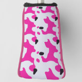 Roze en Zwarte Koe Print Pattern Golfheadcover (Draai 90)