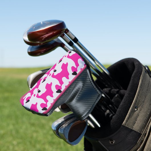 Roze en Zwarte Koe Print Pattern Golfheadcover (Insitu)