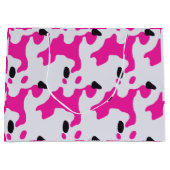 Roze en Zwarte Koe Print Pattern Groot Cadeauzakje (Voorkant)