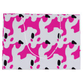 Roze en Zwarte Koe Print Pattern Groot Cadeauzakje (Achterkant)