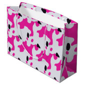 Roze en Zwarte Koe Print Pattern Groot Cadeauzakje (Achterkant Gekanteld)