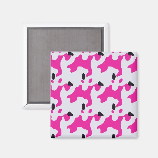Roze en Zwarte Koe Print Pattern Magneet (Voorkant / Achterkant)