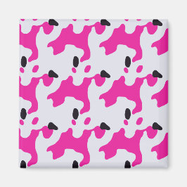 Roze en Zwarte Koe Print Pattern Magneet