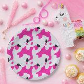 Roze en Zwarte Koe Print Pattern Papieren Bordje (Feest)